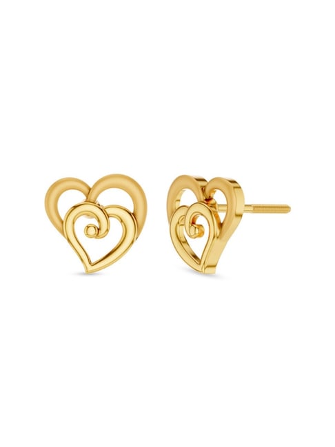 Kisna Diamond & Gold Jewellery 9k (375) Yellow Gold Classic Double Heart Earrings for Women-picture-31