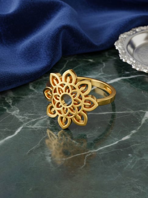 Kisna Diamond & Gold Jewellery 9k (375) Yellow Gold Mandaline Ring for Women-picture-16
