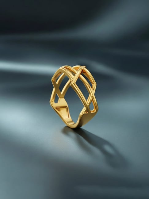 kisna diamond & gold jewellery 18 kt yellow gold modern mesh ring for women