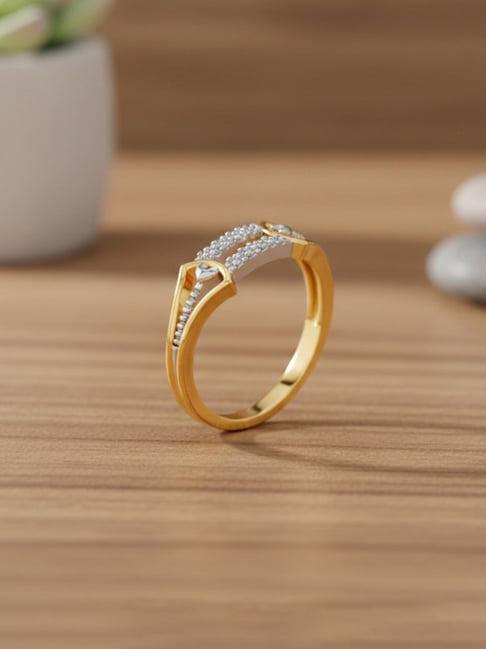 Kisna Diamond & Gold Jewellery 18 kt Yellow Gold Eterna Link Ring for Women-picture-12