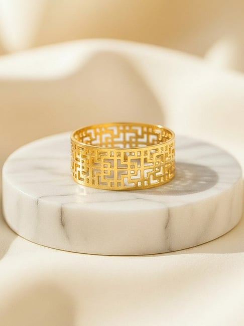 kisna diamond & gold jewellery 14k (585) yellow gold boldora ring for men