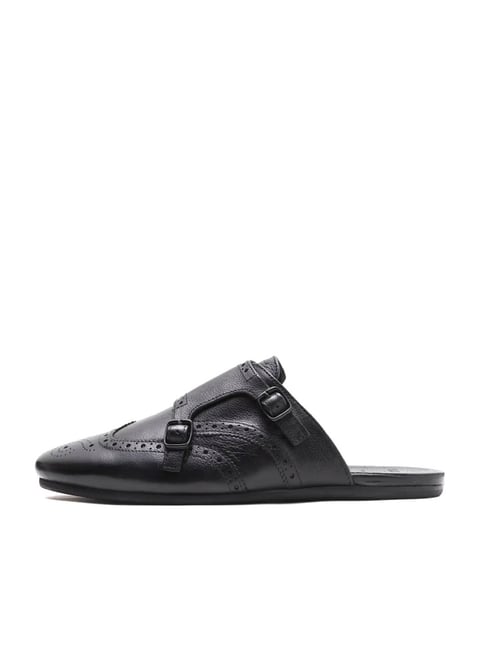Rare Rabbit Men's Dmonk Black Mule Shoes-image-20