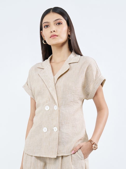 Annabelle By Pantaloons Beige Relaxed Fit Top
