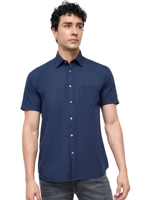 Parx Mens Fancy Blue Slim Fit Solid Casual Shirt-picture-22
