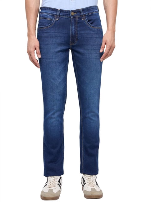 ColorPlus Mens Dark Blue Slim Fit Solid Jeans