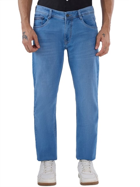Parx Mens Medium Blue Slim Fit Woven Design Jeans-picture-34