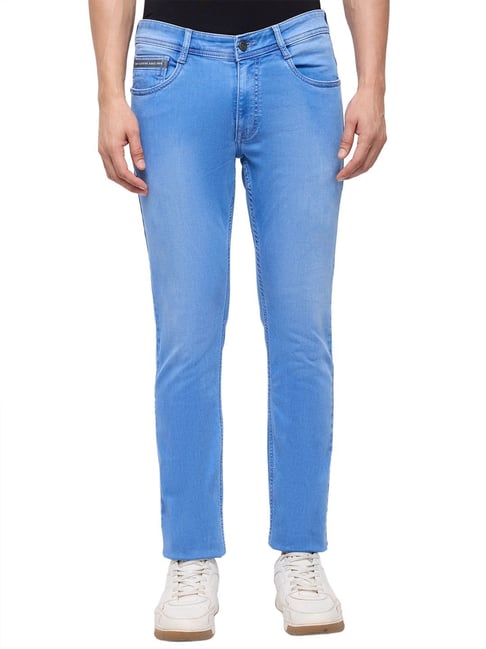 Parx Mens Medium Blue Slim Fit Woven Design Jeans-picture-33