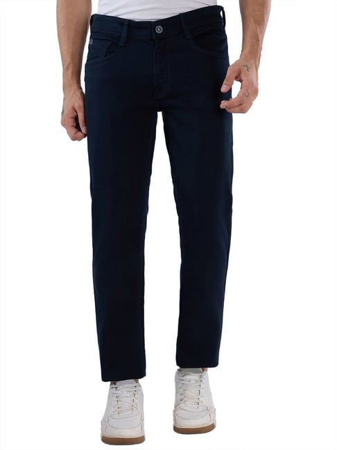 Parx Mens Fancy Blue Slim Fit Woven Design Jeans-picture-26