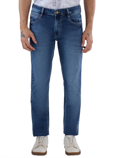 Parx Mens Dark Blue Slim Fit Solid Jeans-picture-35