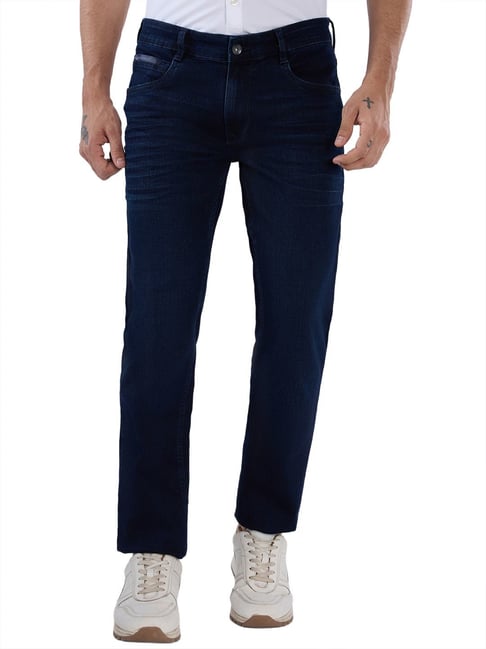 Parx Mens Dark Blue Slim Fit Woven Design Jeans-picture-27