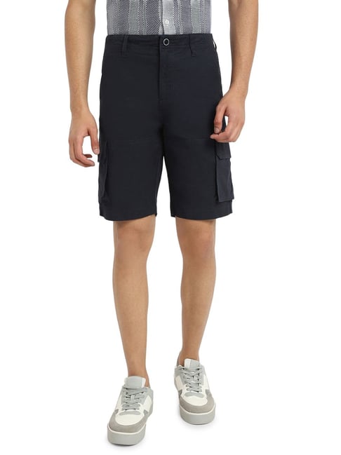Parx Mens Dark Blue Regular Fit Solid Casual Shorts-picture-32