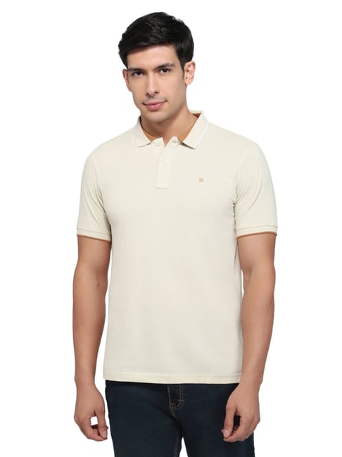 Raymond Mens White Slim Fit Solid Polo T-Shirt-picture-16