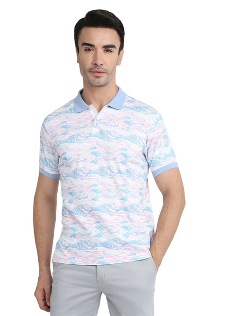 Parx Mens Light Blue Regular Fit Abstract Polo T-Shirt-picture-25