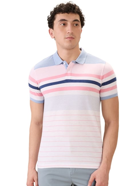 Parx Mens Light Blue Regular Fit Striped Polo T-Shirt-picture-40
