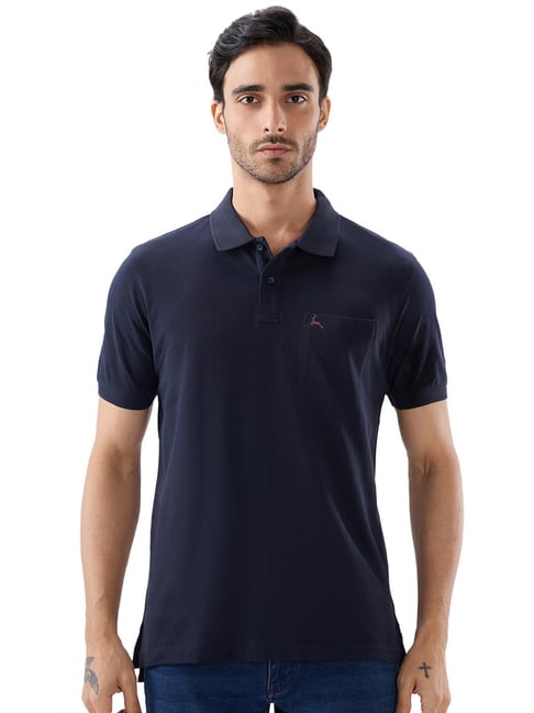 Parx Mens Dark Blue Regular Fit Solid Polo T-Shirt-picture-37