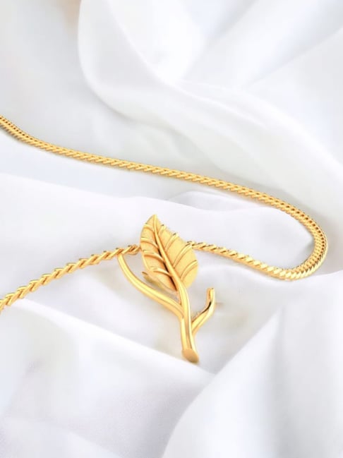 P.C. Chandra Jewellers 14k (585) Yellow Gold Branched Out Leaf Pendant without Chain for Women-picture-22
