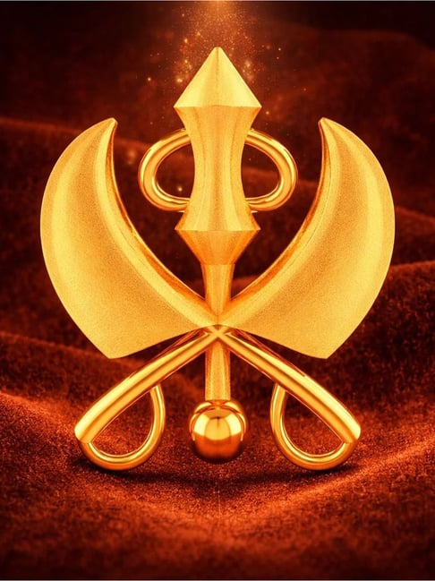 P.C. Chandra Jewellers 22k (916) Yellow Gold Punjabi Khanda Pendant without Chain for Women-picture-24