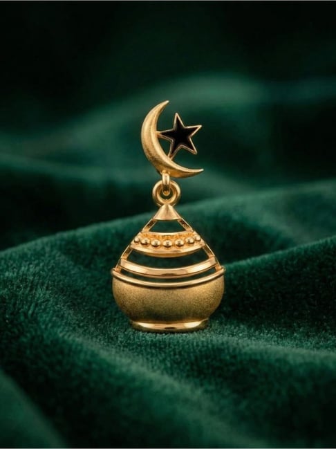 P.C. Chandra Jewellers 14k (585) Yellow Gold Islamic Moon & Star Pendant without Chain for Women-picture-20
