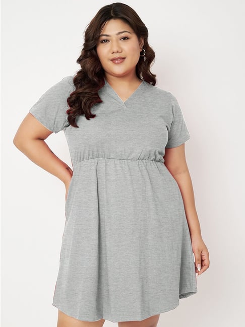 Brinns Grey Melange Cotton Regular Fit Dress-picture-23