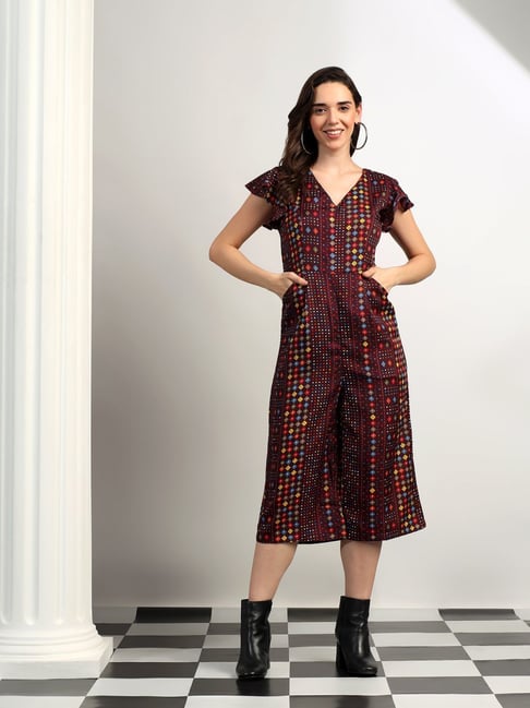 Brinns Maroon Regular Fit Printed Jumpsuit-picture-24