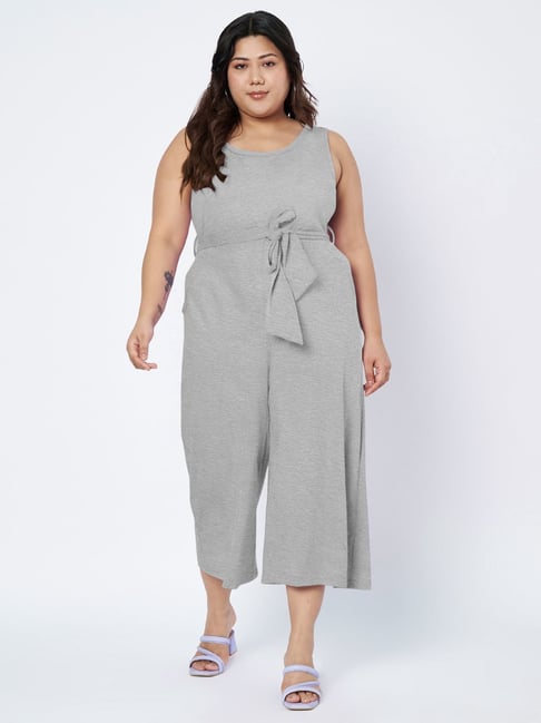 Brinns Grey Melange Cotton Regular Fit Jumpsuit-picture-31
