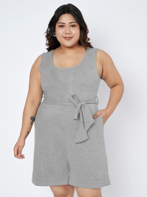 Brinns Grey Melange Cotton Regular Fit Jumpsuit-picture-38