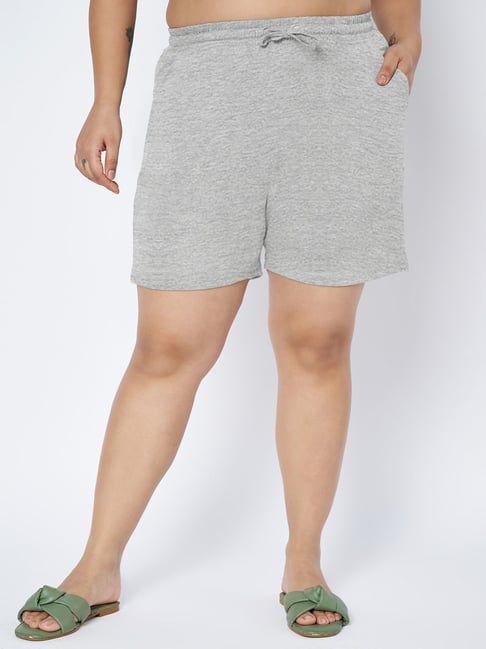 Brinns Grey Melange Cotton Regular Fit Shorts-picture-24