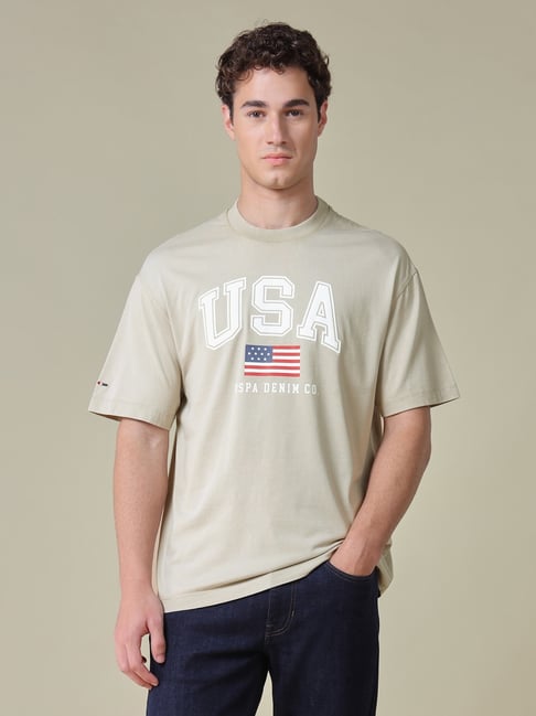 U.S. Polo Assn. Beige Relaxed Fit Printed T-Shirt-picture-44