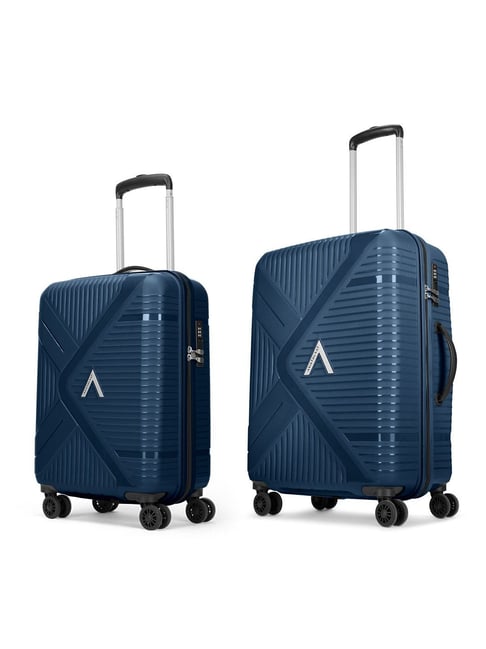 Aristocrat Poseidon Blue Envoy Striped Medium Hard Sided Check-in Luggage - Set of 2 (55 & 65cm)-picture-46