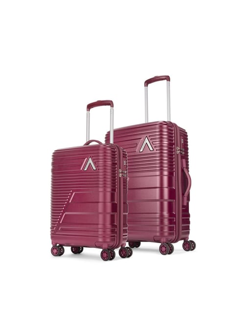 Aristocrat Maroon Lineo Striped Medium Hard Sided Check-in Luggage - Set of 2 (55 & 65cm)-picture-40