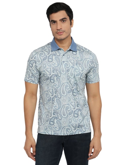 Park Avenue Mens Dark Petrol Slim Fit Paisley Polo T-Shirt-picture-11