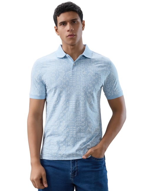 Parx Mens Light Blue Regular Fit Tribal Polo T-Shirt-picture-23