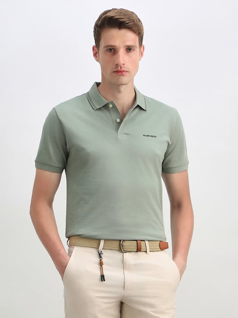 Allen Solly Light Green Regular Fit Solid Polo T-Shirt-picture-36