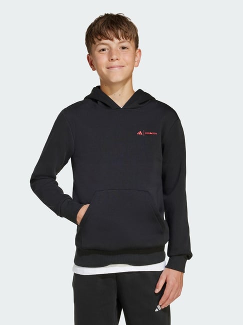 Adidas Unisex Black Printed Hoodie-image-38