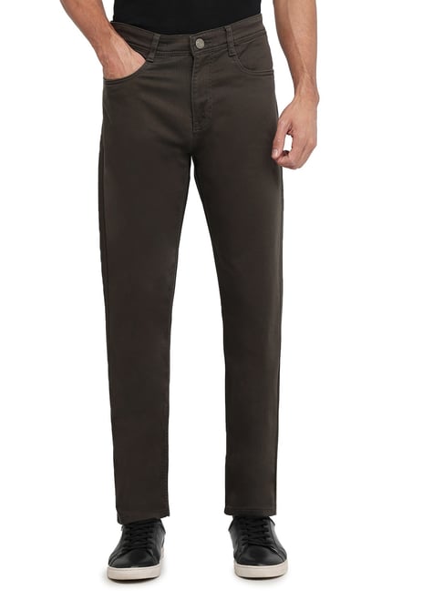 Park Avenue Dark Brown Regular Fit Jeans