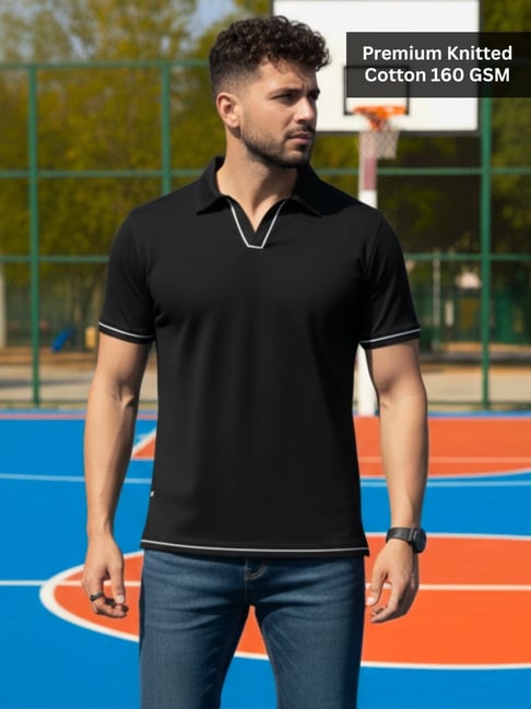 Rigo Black Regular Fit Polo T-Shirt-picture-18