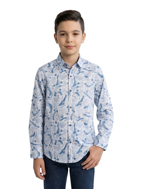 Monte Carlo Boys Blue Cotton Printed Shirt-picture-23