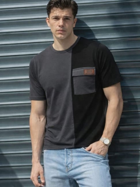 Rigo Grey & Black Regular Fit T-Shirt-picture-30