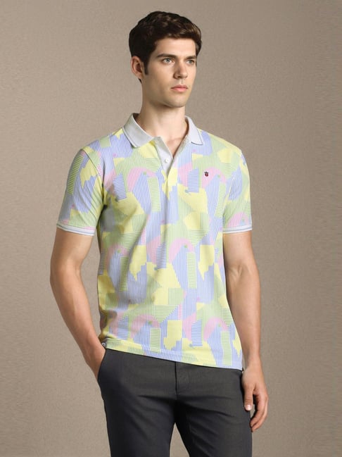 Louis Philippe Men Multi Print Polo Neck T-shirt-picture-29