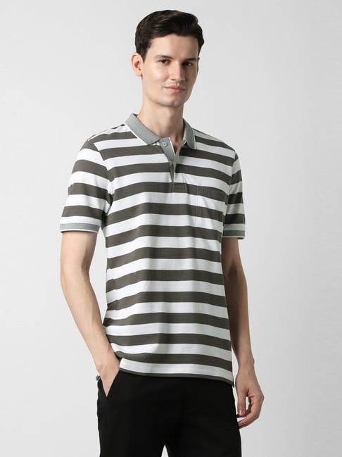 Peter England Men White Stripe Polo Neck T-shirt-picture-28