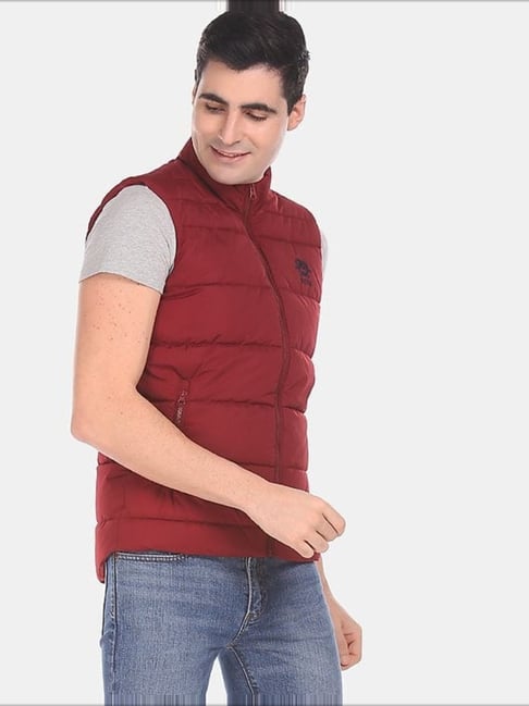 U.S. Polo Assn. Mens Red Regular Fit Solid Quilted Gilet Jacket-picture-40