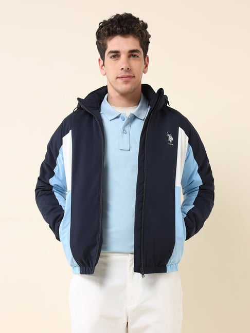 U.S. Polo Assn. Mens Navy Blue Regular Fit Colourblocked Jacket-picture-40