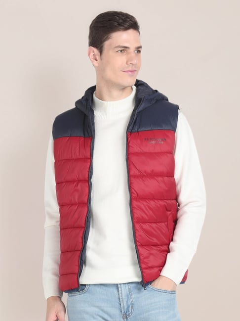 U.S. Polo Assn. Mens Red Regular Fit Colourblocked Puffer Gilet-picture-46