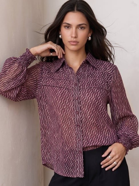 Outzidr Womens Purple Relaxed Fit Striped Shirt-picture-34