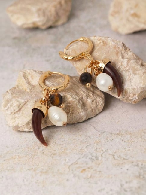Accessorize London Brown Horn Charm Earring for Women-image-33