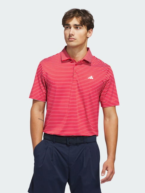 adidas Perf 2 Clr Red Regular Fit Striped Sports Polo-image-2
