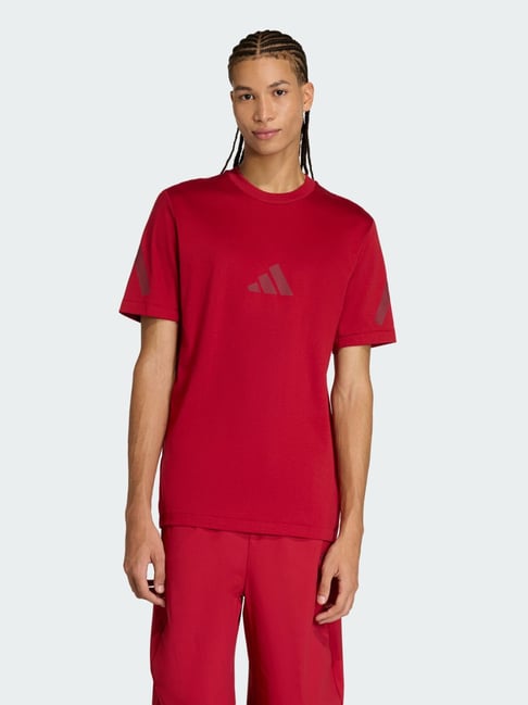 adidas M Z.N.E. Burgundy Cotton Regular Fit Printed Sports T-Shirt-picture-15