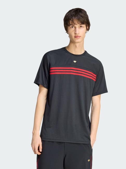Adidas Originals 98 Tee Black Regular Fit Striped Sports T-Shirt-picture-46