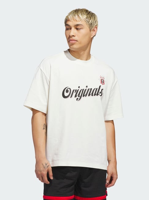 Adidas Originals Og Team White Relaxed Fit Printed Sports T-Shirt-image-22
