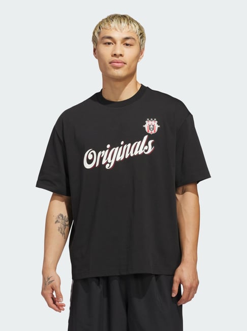 Adidas Originals Og Team Black Relaxed Fit Printed Sports T-Shirt-picture-14